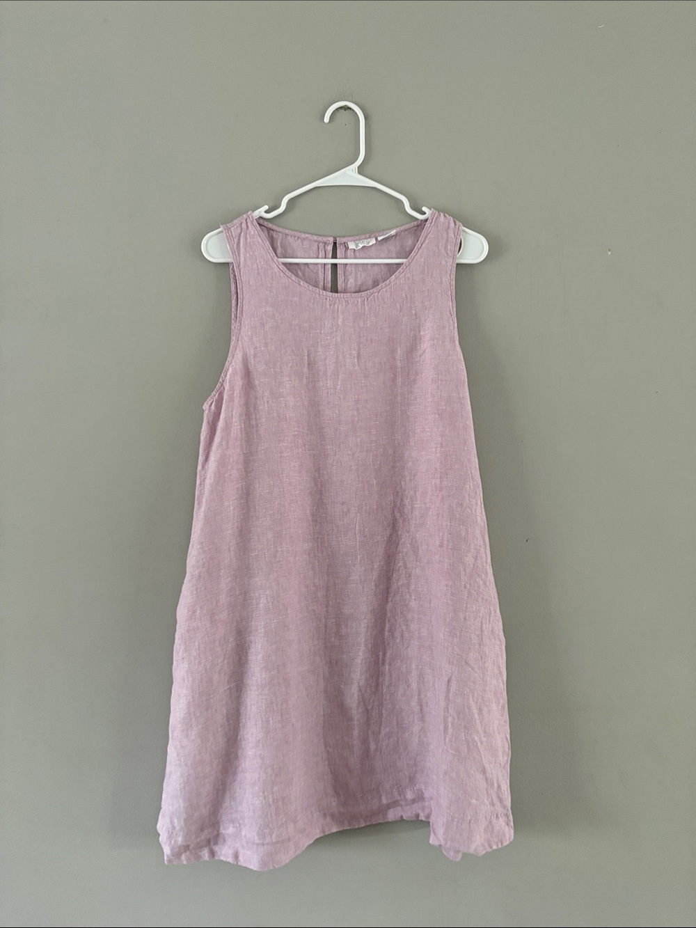 Sigrid Olsen Sleeveless Linen Mini Dress in Dusty Mauve Pink